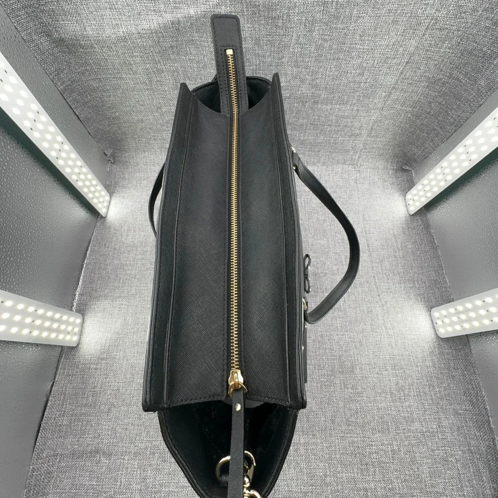 Kate Spade Laurel Way Large Jeweled Hadlee Bag Black Saffiano Leather Studded